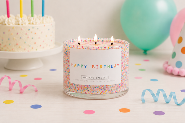 Customizable 3 Wick Happy Birthday
