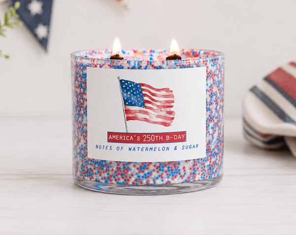 3 Wick America's 250th Birthday Patriotic Candle